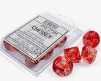 Ten d10s Red w/silver Nebula Dice Set - CHX27354